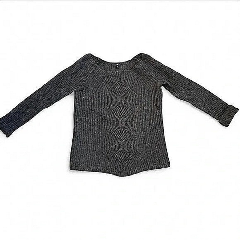 GAP Asymmetrical Hem Wool Blend Sweater M Circular Knit Square Neck Capsule Gray
